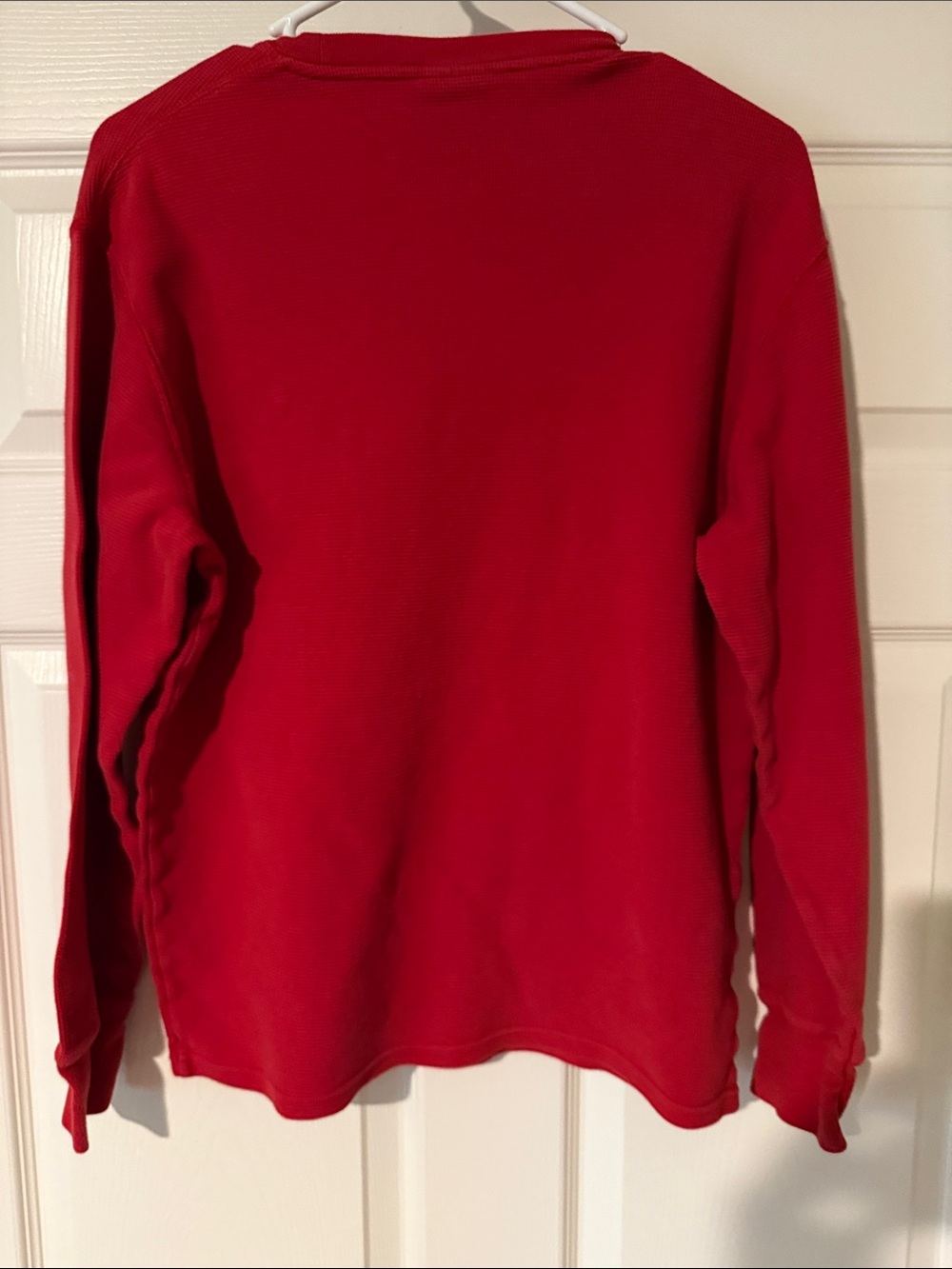 Ralph Lauren Red Long Sleeve Crewneck Thermal Waffle Knit Sleepshirt - Picture 6 of 8